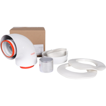ROMMER RCA-6010-210190 Начальный участок 90 гр. 60/100 (Baxi (кроме ECO Nova/Classic), Ariston, Vaillant, Viessmann, Kiturami, Mizudo, Beretta, Oasis, Wolf, Haier, Tiberis, DeDietrich, Arderia ) хомут в комплекте + втулка D60 L-50