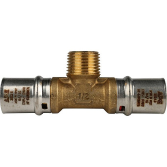 STOUT Тройник-переходник с наружной резьбой 20х1/2"х20 для металлопластиковых труб прессовой