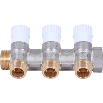 STOUT Коллектор распределительный 3/4", 3 отвода 1/2" плоское уплотнение